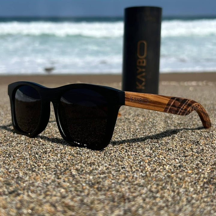 Lentes de sol Kaybo Inti, bambú con grabado láser inspirado en el sol andino