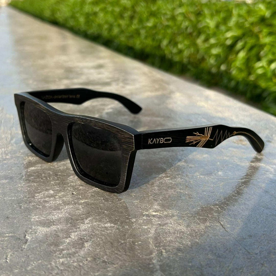 Lentes de sol Kaybo Nazca, bambú con grabado láser de geoglifos peruanos